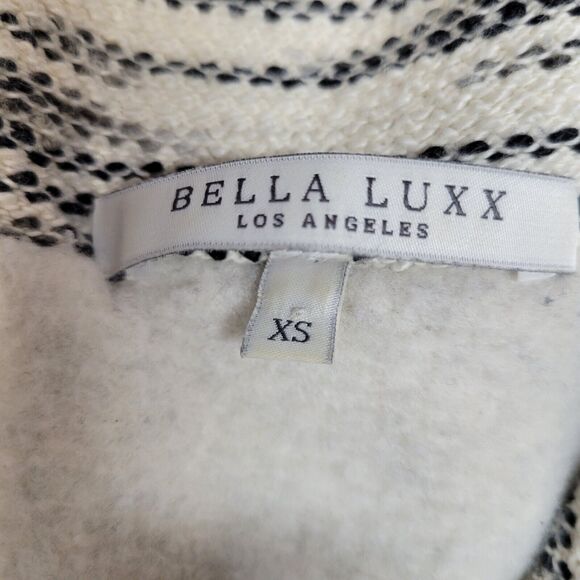 Bella Luxx Longline Zip Tunic Jacket Size Small White Black Textured Knit Fleece - Picture 7 of 13